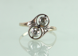 Toi et Moi goud platina ring diamanten Art Deco