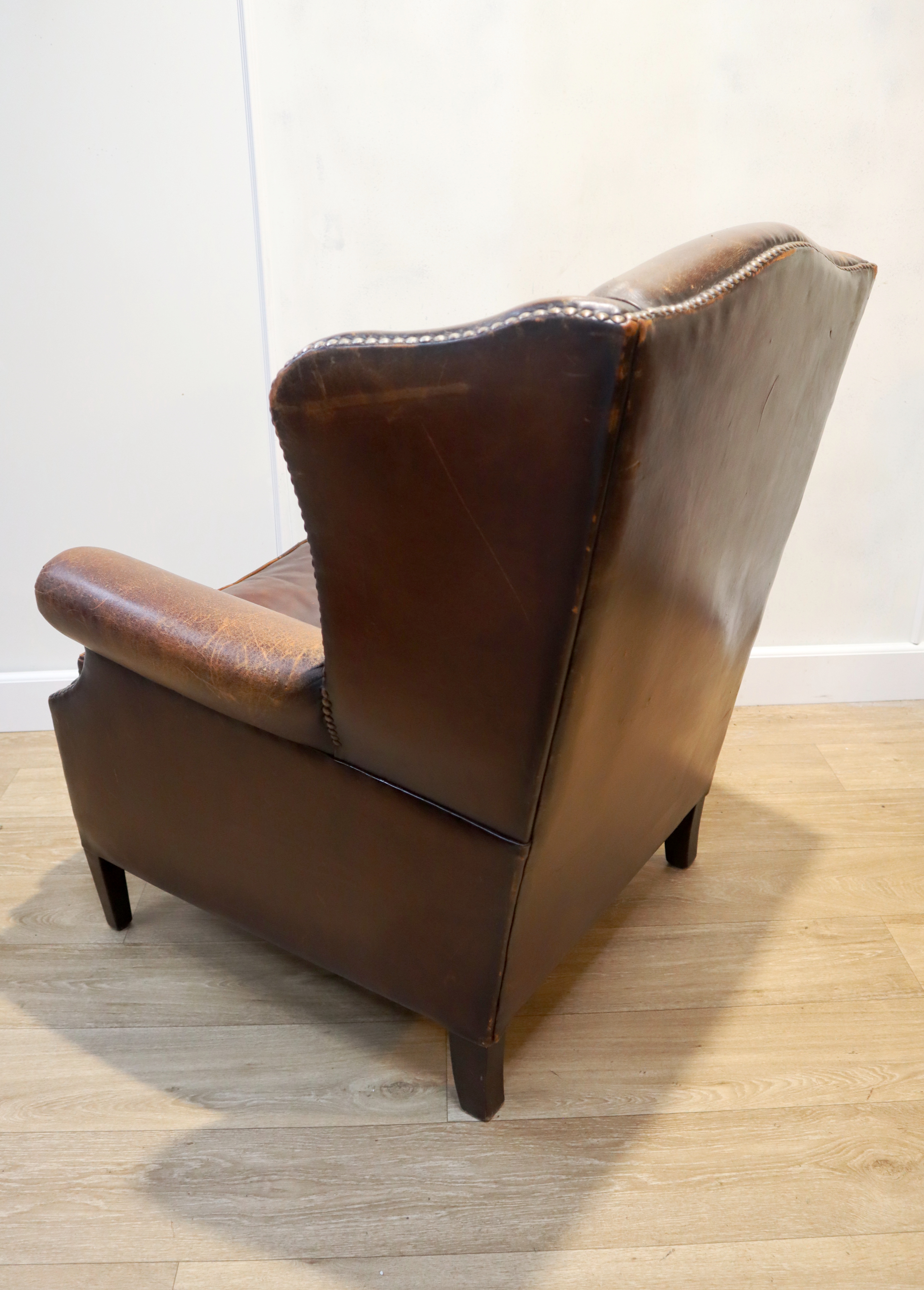 Lederen oorfauteuil, clubfauteuil