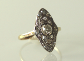 Art Deco gouden ring met oudslijpsel diamanten, ca. 1910