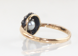 Antieke gouden ring parel roosdiamant