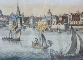 Antieke gravure Rotterdam, 18e eeuw