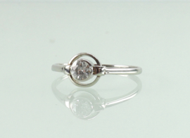 Art Deco witgouden platina ring oud slijpsel diamant