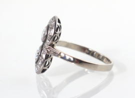 Art Deco prinsessenring, ring witgoud diamanten