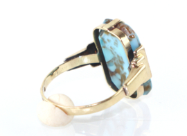 Antieke Art Deco gouden ring met turkoois