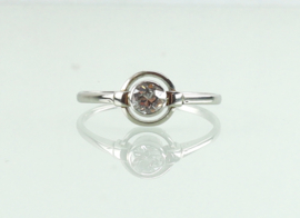 Art Deco witgouden platina ring oud slijpsel diamant