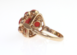 Vintage gouden ring met bloedkoraal, jaren '70