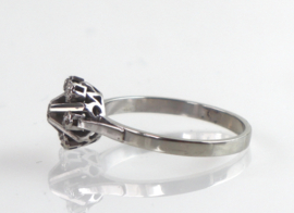 Vintage witgouden ring entouragering met diamant