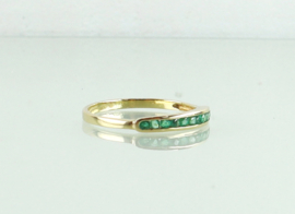 Gouden ring rijring 18 karaat met smaragd