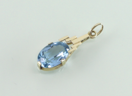Art Deco gouden hanger blauwe spinel
