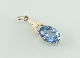 Art Deco gouden hanger blauwe spinel