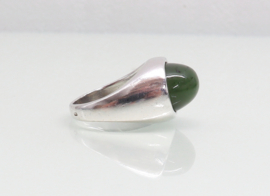 Vintage zilveren ring ovale jade Franz Scheurle