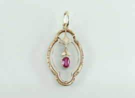 Gouden hanger roze saffier Hermann Siersbøl Denemarken