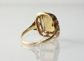 Antieke 14 karaat gouden ring met grote citrien