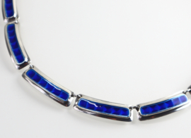 Prachtig collier blauw email Albert Scharning, jaren ‘30