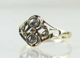 Antieke Jugendstil gouden ring met diamant