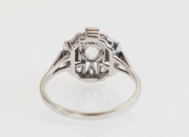 Antieke Art Deco 18 karaat witgouden ring met roosdiamanten, ca. 1920