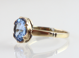 Vintage 14 karaat gouden ring met blauwe spinel