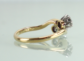 Art Deco goud platina Toi et Moi ring diamanten