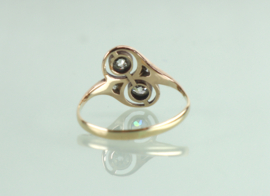 Toi et Moi goud platina ring diamanten Art Deco