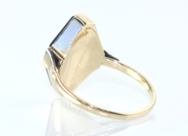 Antieke Art Deco gouden ring met onyx en diamant