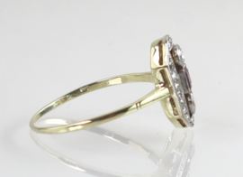 Antieke gouden ring met robijn en diamanten, ca. 1910