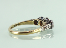 Goud platina Art Deco ring oudslijpsel diamanten