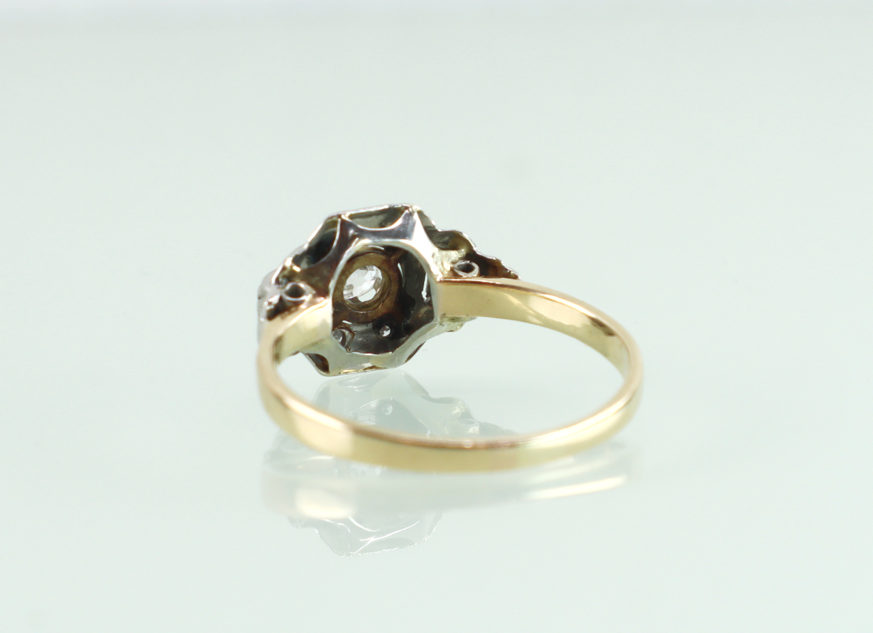 Art Deco goud platina ring oud slijpsel diamant