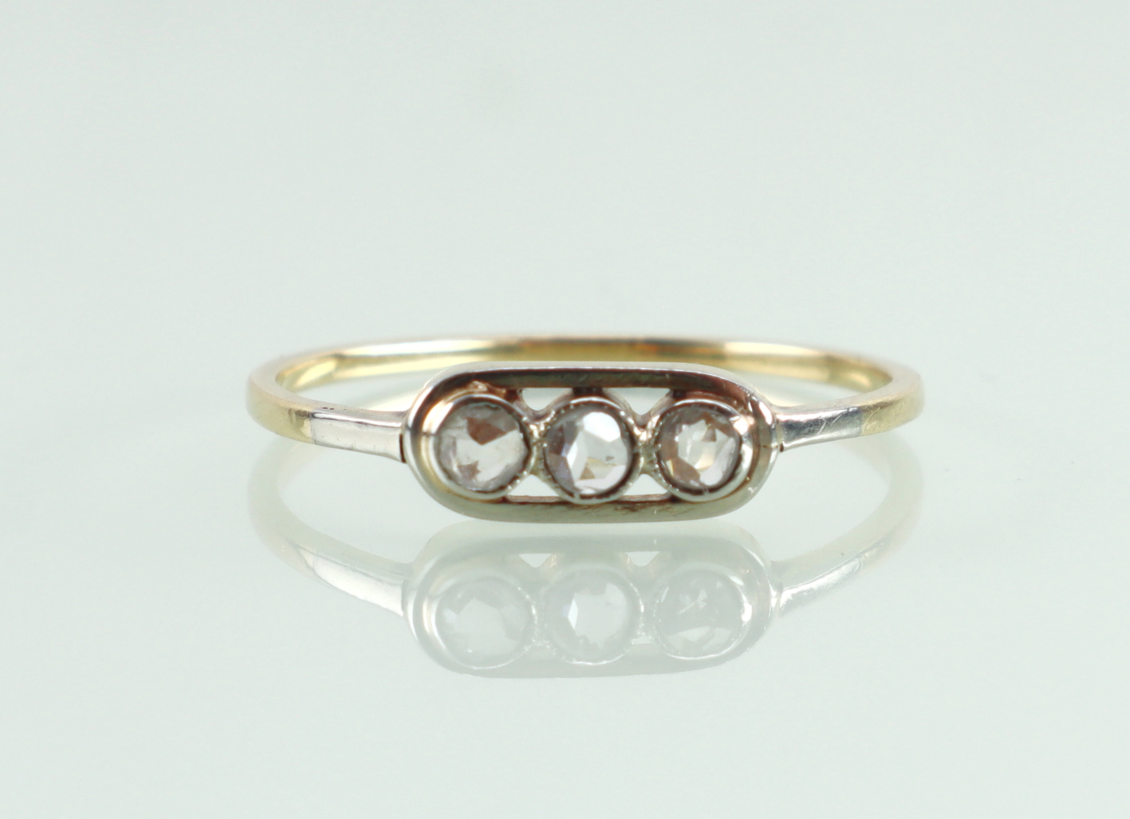 Vintage 18 karaat gouden ring roosdiamanten