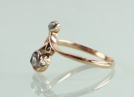 Antieke roségouden Art Nouveau ring roosdiamant