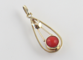 Vintage gouden hanger bloedkoraal, jaren ‘60