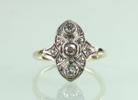 Antieke goud platina Art Deco ring diamant