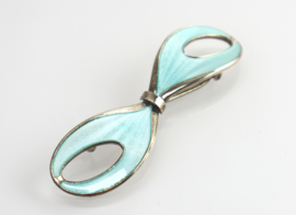 Zilveren broche turquoise emaille, Ivar T Holth ca. 1960