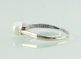 Art Deco 18 karaat witgouden ring met barok parel