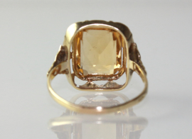 Antieke 14 karaat gouden ring met grote citrien