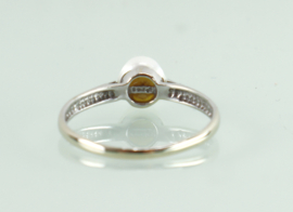 Art Deco 18 karaat witgouden ring met barok parel
