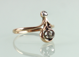Antieke roségouden Art Nouveau ring roosdiamant