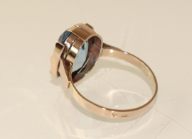 Vintage gouden ring met facetgeslepen aquamarijn, jaren '30/'40