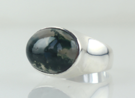 Vintage zilveren ring met mosagaat