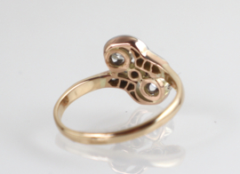 Antieke Art Deco gouden ring met diamanten