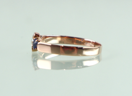 Antieke gouden ring met saffier, parel diamant