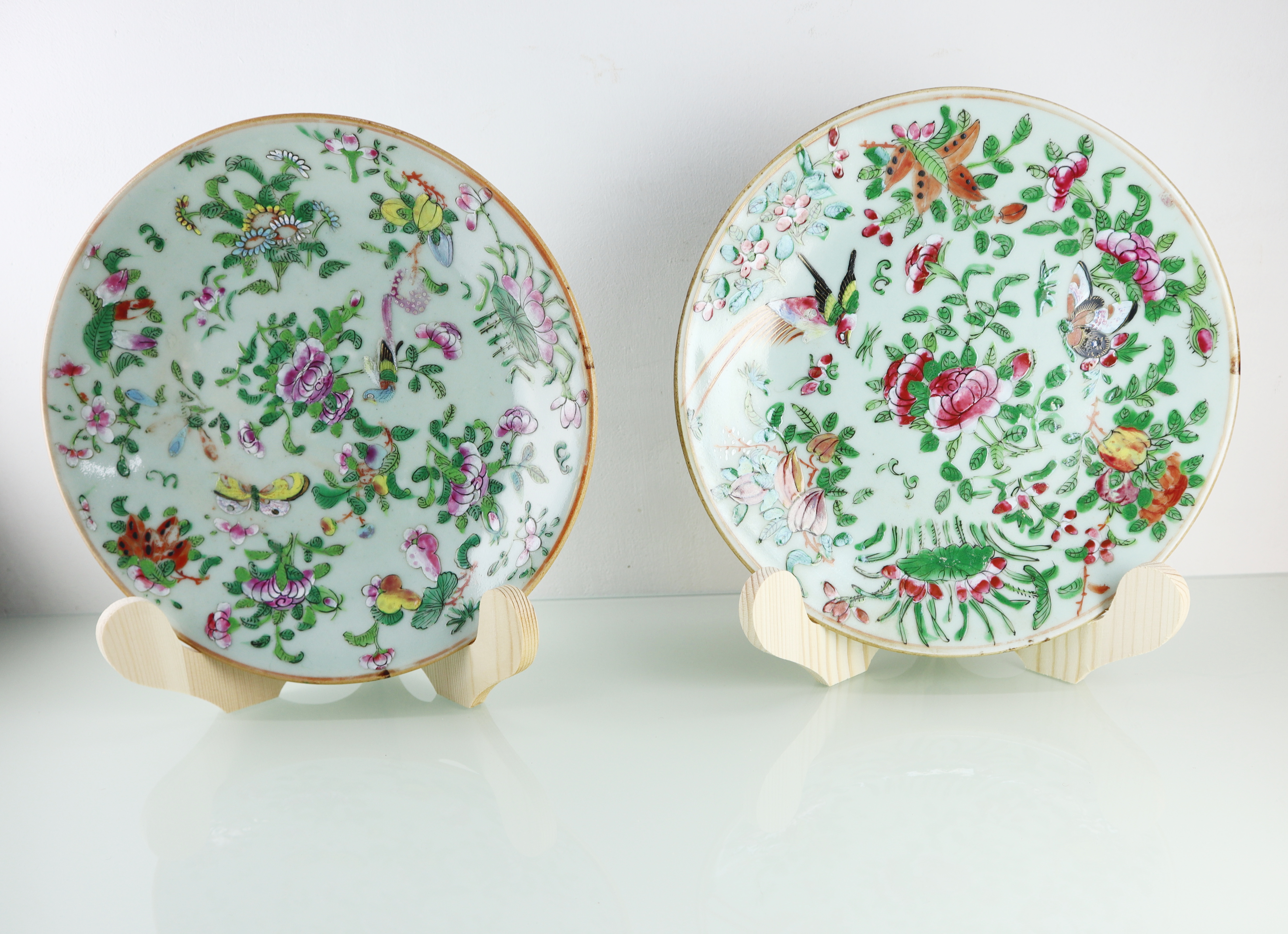 Set Chinese Celadon borden, 19e eeuw