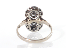 Art Deco prinsessenring, ring witgoud diamanten