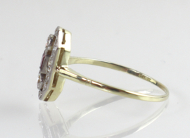 Antieke gouden ring met robijn en diamanten, ca. 1910
