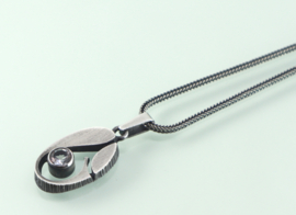 Zilveren hanger bergkristal Sten & Laine Finland jaren ’70 met collier