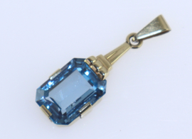 Gouden hanger met aquamarijn of blauwe spinel, jaren '30/'40