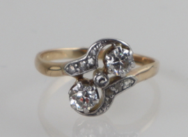 Antieke Art Deco gouden ring met diamanten