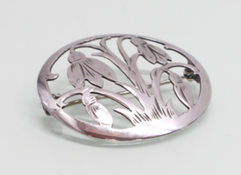 Vintage zilveren broche sneeuwklokjes Handarbeit