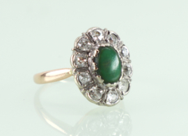 Antieke gouden ring met jade en diamanten, ca. 1920