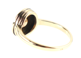 Antieke gouden ring met hartjes, parel, roosdiamanten en emaille