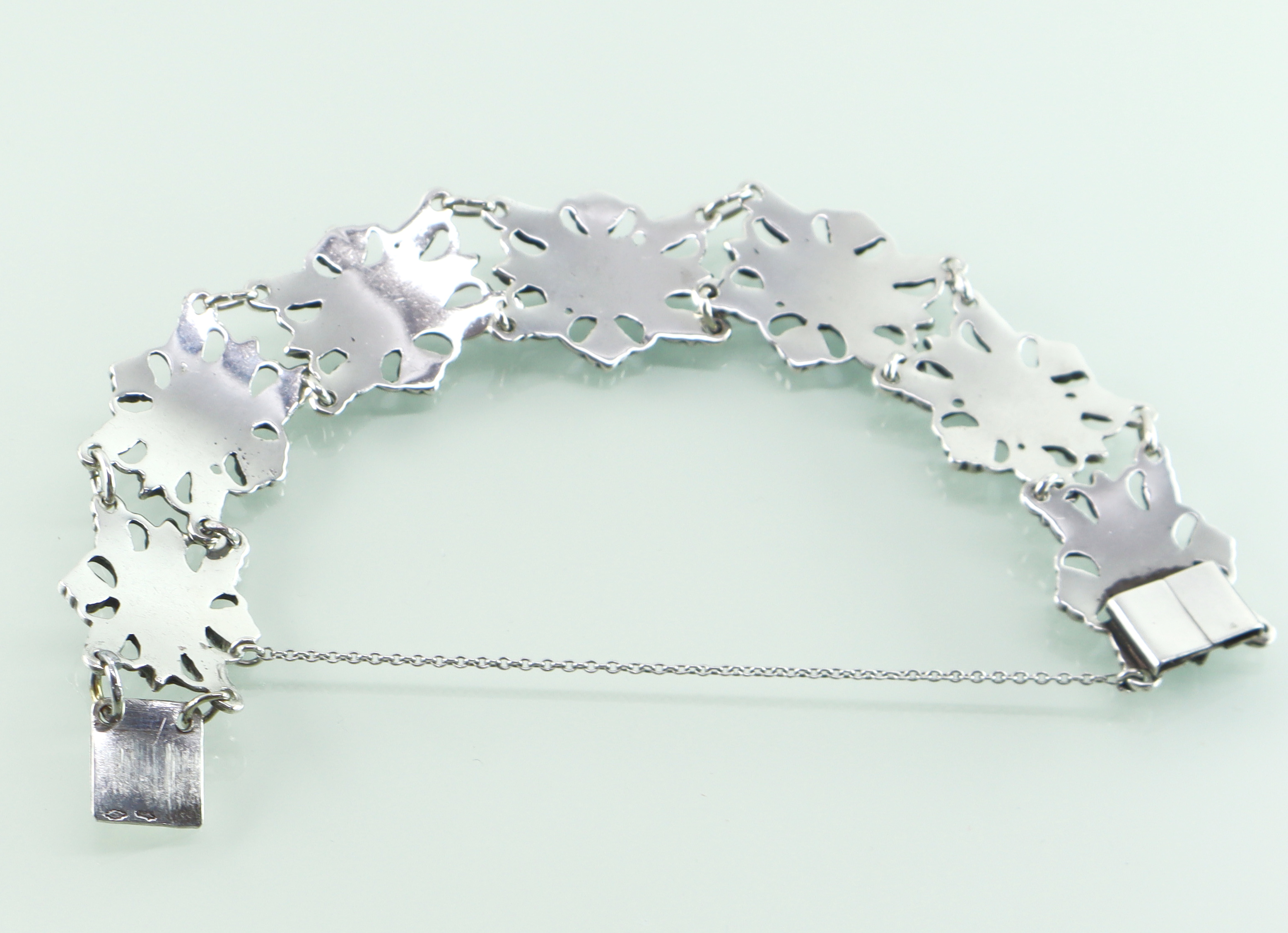 Vintage zilveren armband florale schakels